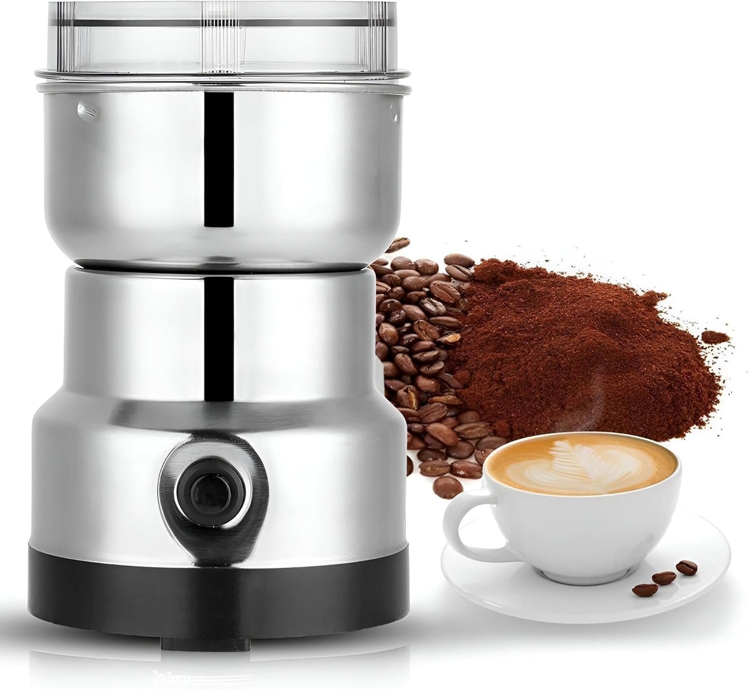 nima stainless steel multifunctional electric grinder & coffee maker mini spice, coffee, and masala grinder for beans, nuts, and grains household mixer grinder (silver)