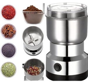 nima stainless steel multifunctional electric grinder & coffee maker mini spice, coffee, and masala grinder for beans, nuts, and grains household mixer grinder (silver)