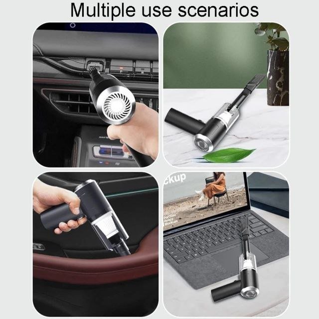 3-in-1 Mini Vacuum Cleaner & Blower | Portable USB Handheld Cleaner for Car Interior & Keyboard